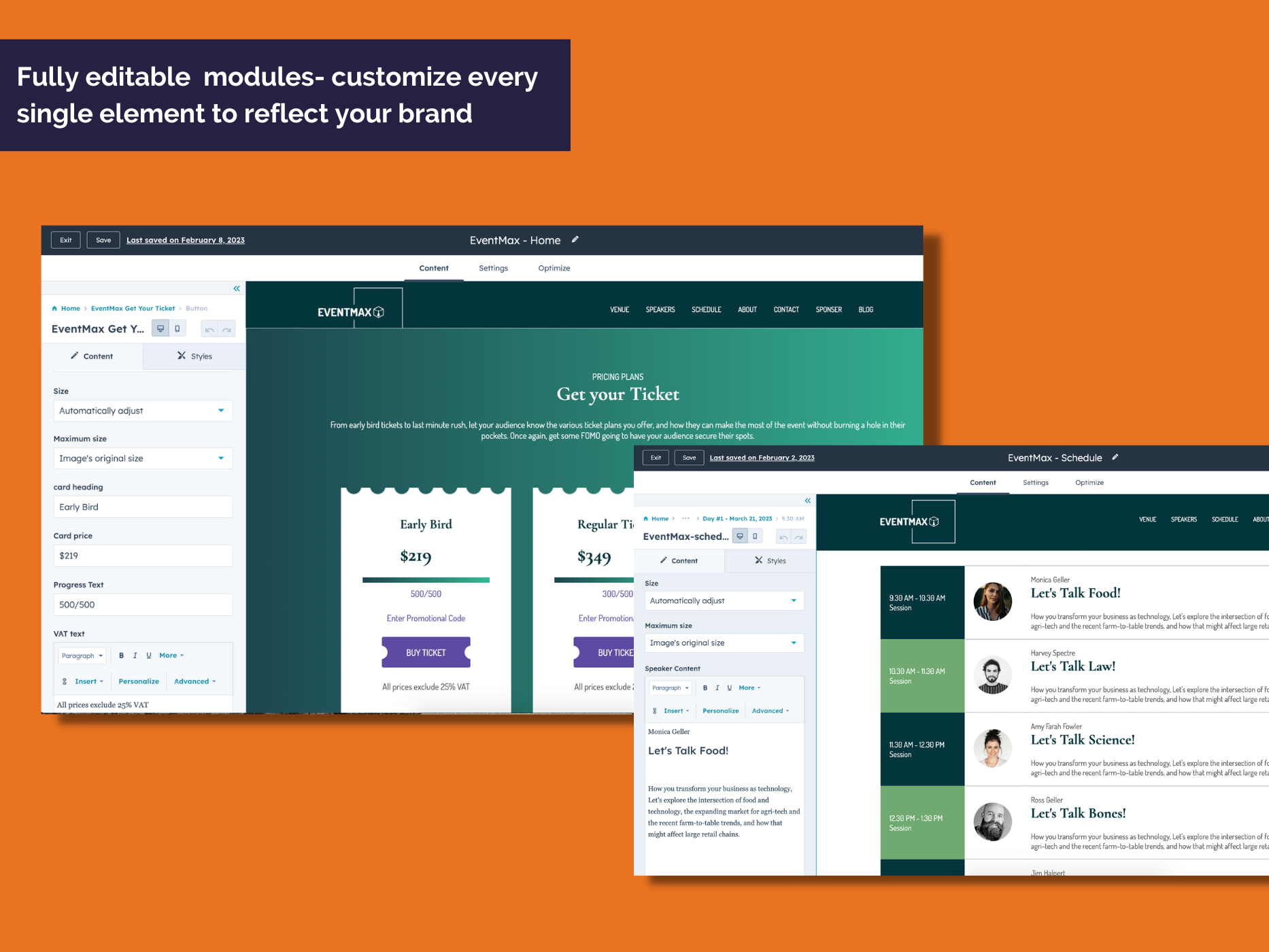 100% Editable - Create the event website that YOU want