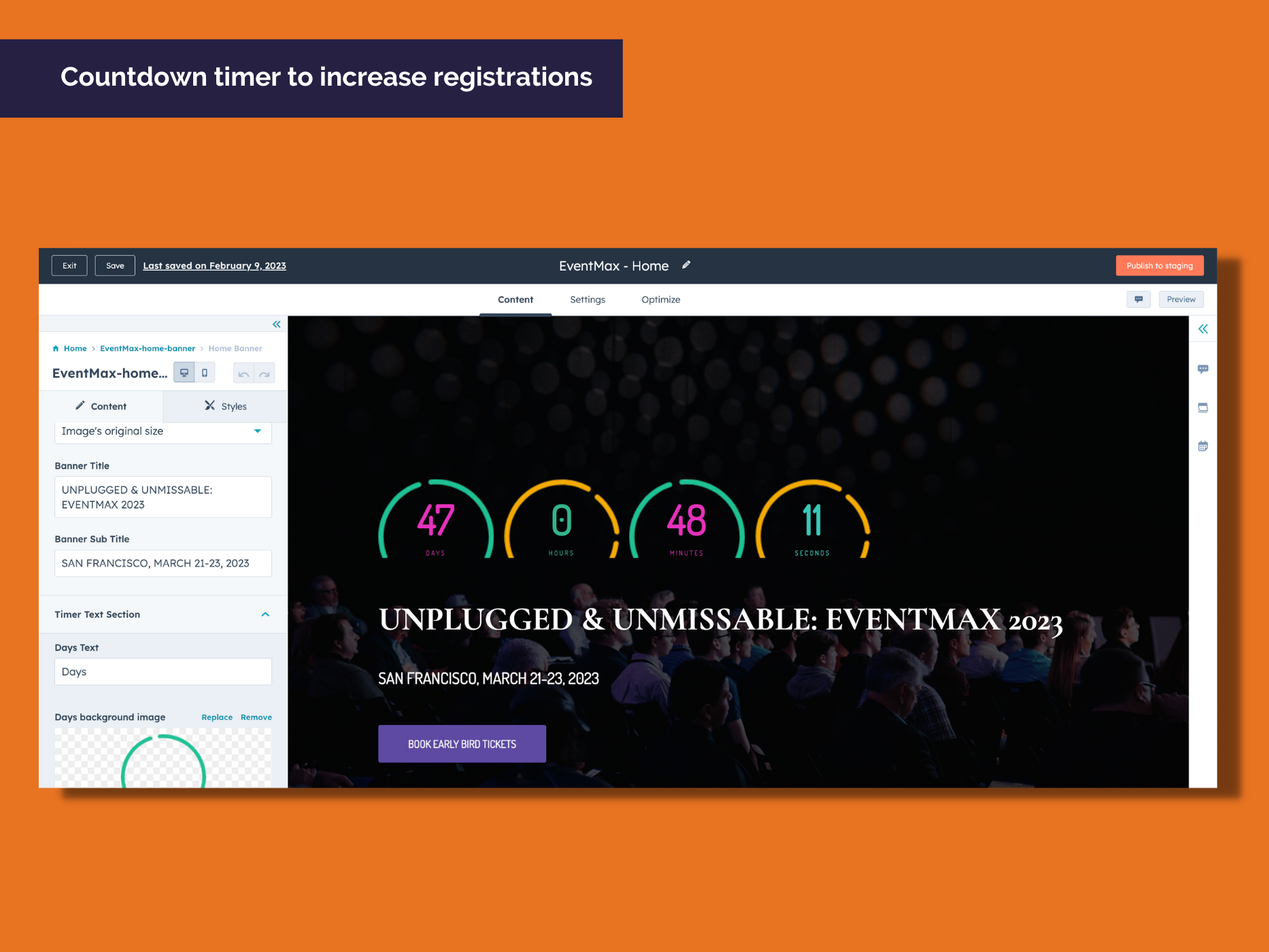 Countdown Timer to increase registrations